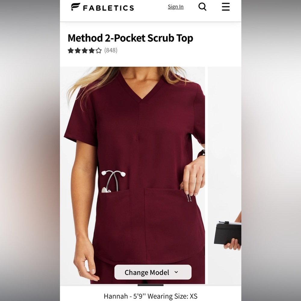 NWT Fabletics Method 2 Pocket Scrub Top
